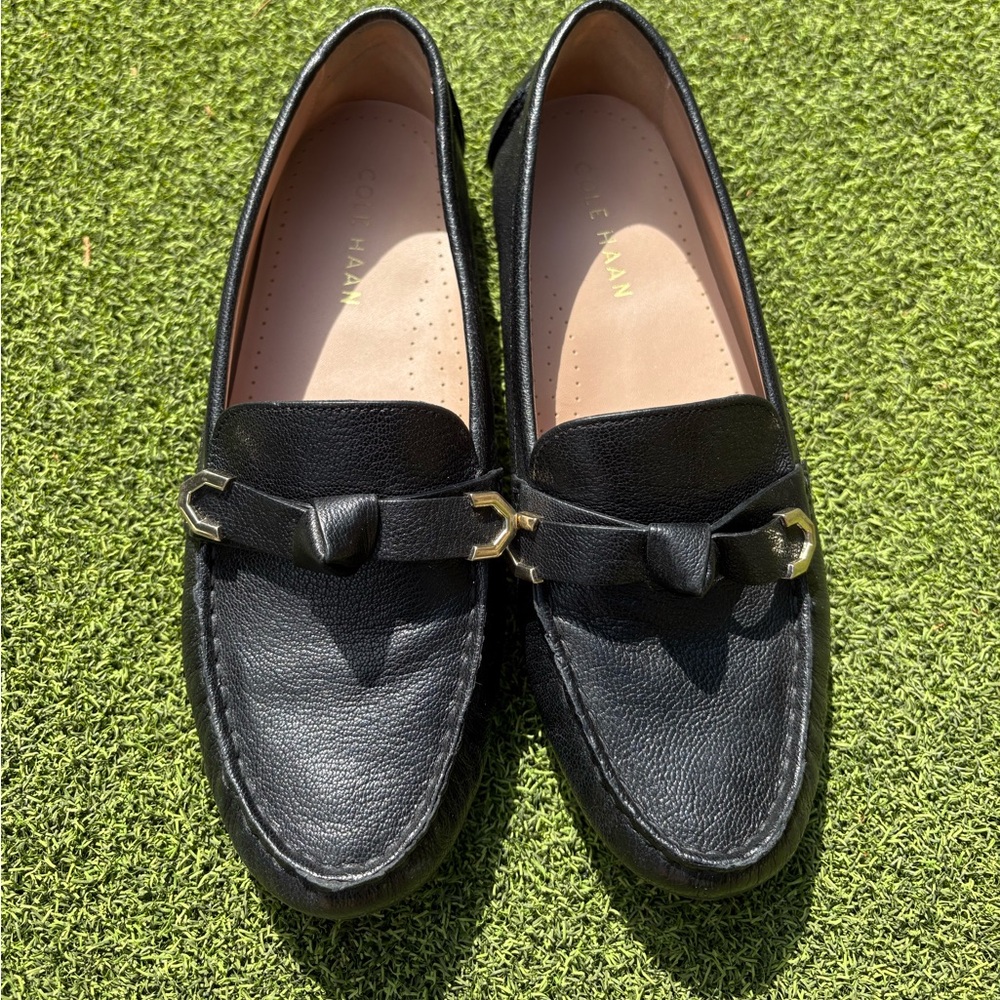 Cole Haan Black Leather Loafers/Boat Shoes
